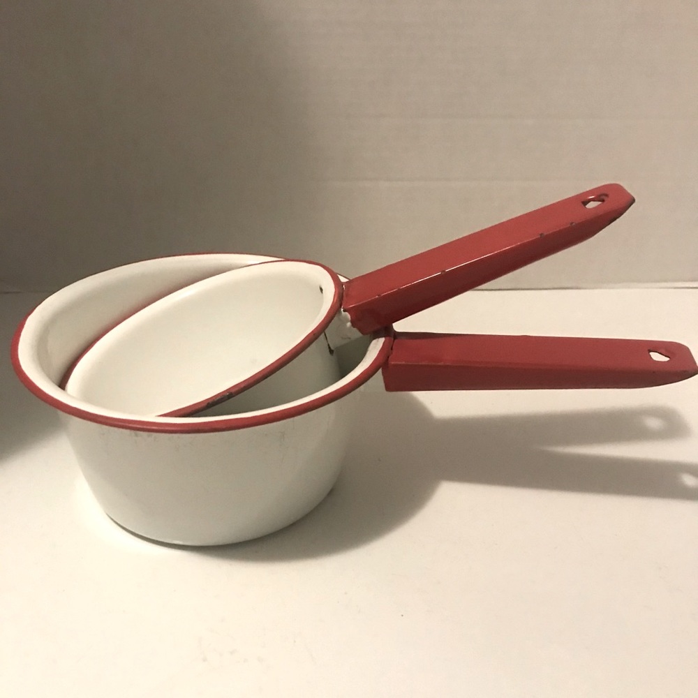 3 Vintage Enamelware Pans